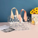 10pcs Small Fresh Transparent PVC Tote Bag Wedding Candy Gift Bag Daisy Design - Beige - L