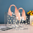 10pcs Small Fresh Transparent PVC Tote Bag Wedding Candy Gift Bag Daisy Design - Beige - L