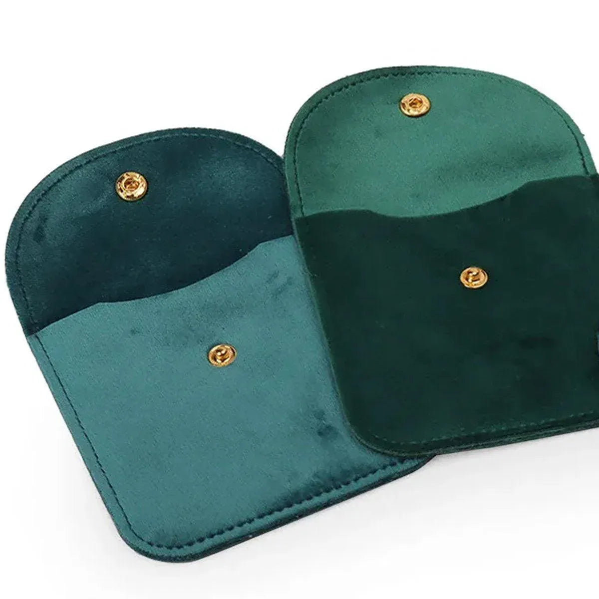 10pcs Velvet Jewelry Pouch Button Closure Thick Soft Ring Necklace Storage Bag - Black