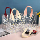 10pcs Small Fresh Transparent PVC Tote Bag Wedding Candy Gift Bag Daisy Design - Red - S