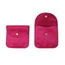 10pcs Velvet Jewelry Pouch Button Closure Thick Soft Ring Necklace Storage Bag - Rose Red