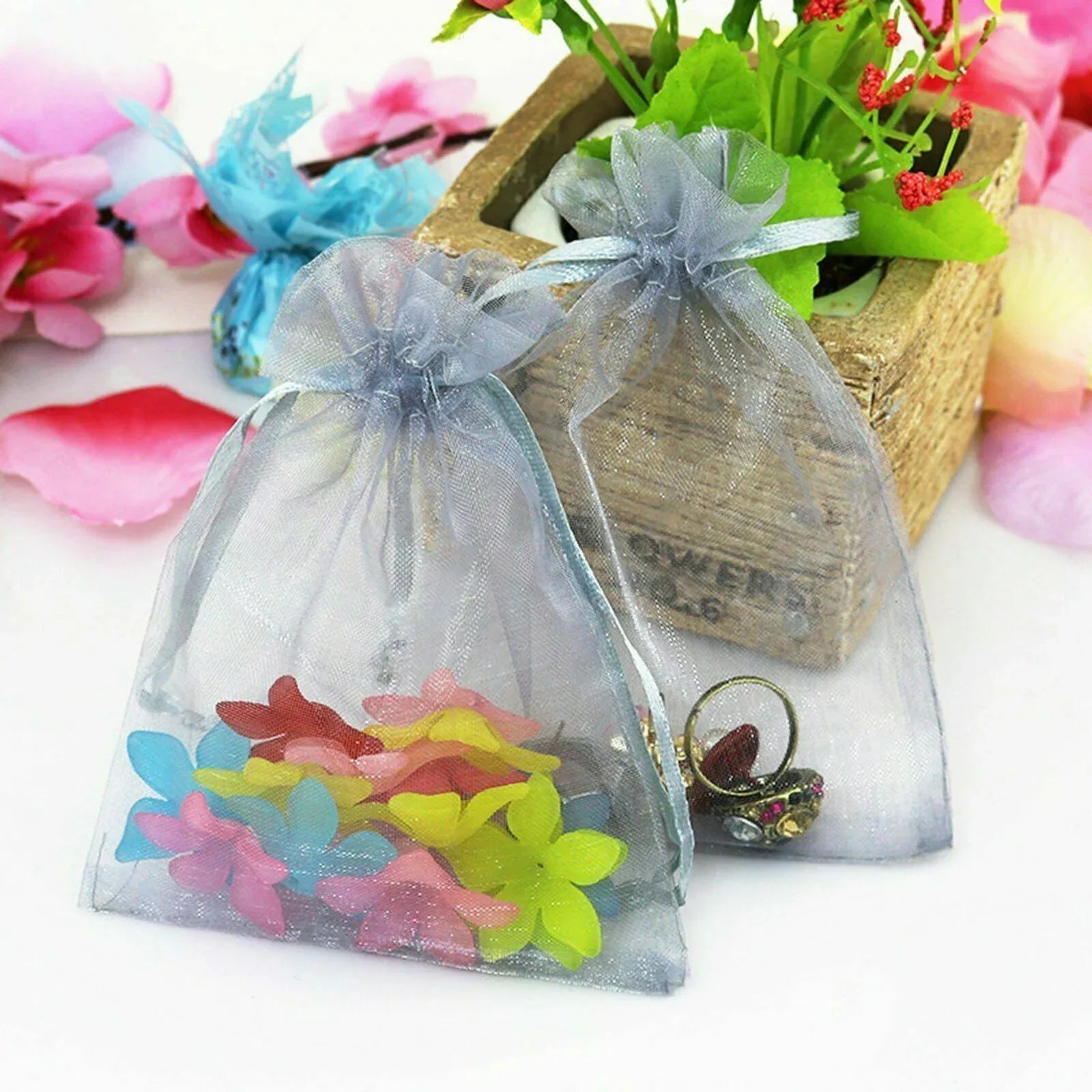 Organza Bag Sheer Bags Jewellery Wedding Candy Packaging Sheer Bags 13*18 cm - Gold