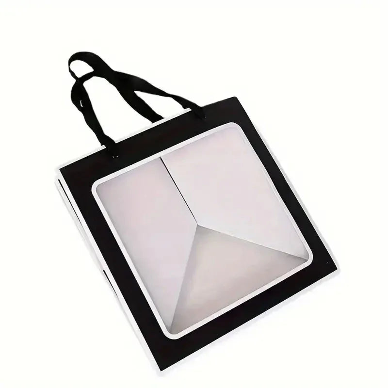 20PCS Open Window for Flower Doll Wedding Gift Transparent Square Packaging Bag - Pink 15-15-15cm