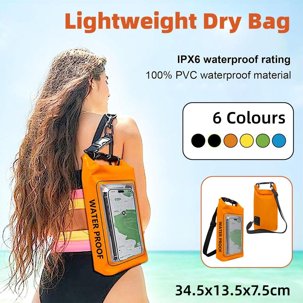 Outdoor Crossbody Bag Two-in-One Mobile Phone Waterproof Bag PVC Swimming - Black