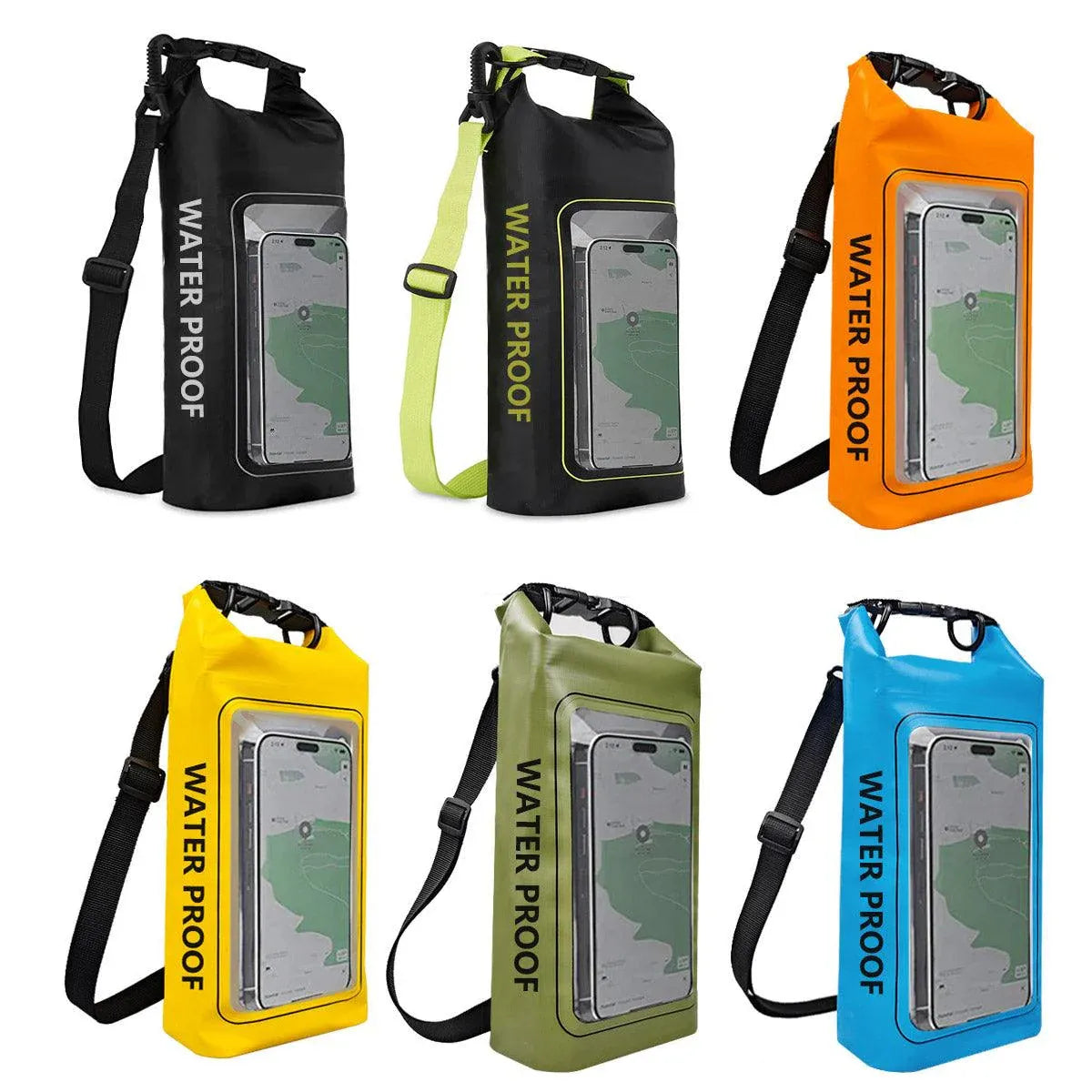 Outdoor Crossbody Bag Two-in-One Mobile Phone Waterproof Bag PVC Swimming - Black