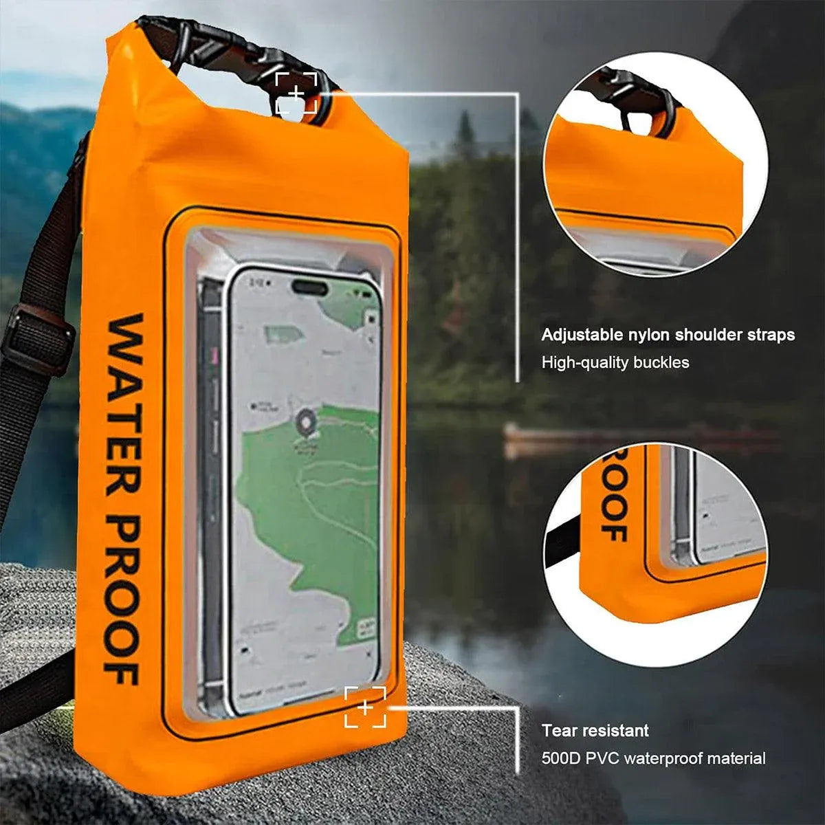 Outdoor Crossbody Bag Two-in-One Mobile Phone Waterproof Bag PVC Swimming - Blue