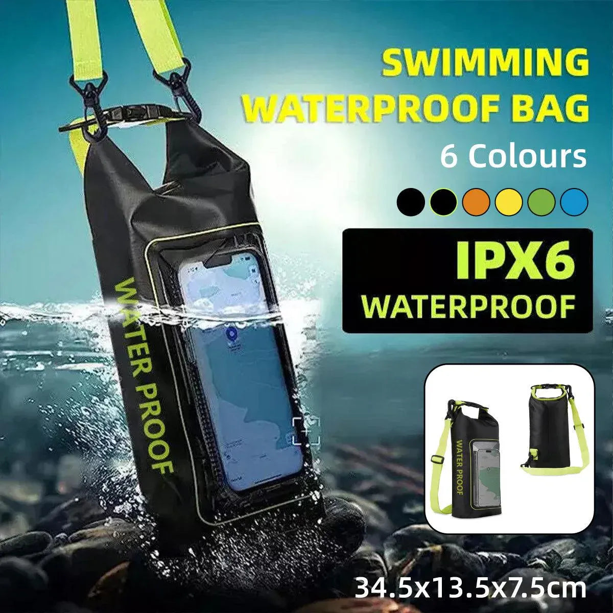 Outdoor Crossbody Bag Two-in-One Mobile Phone Waterproof Bag PVC Swimming - Blue