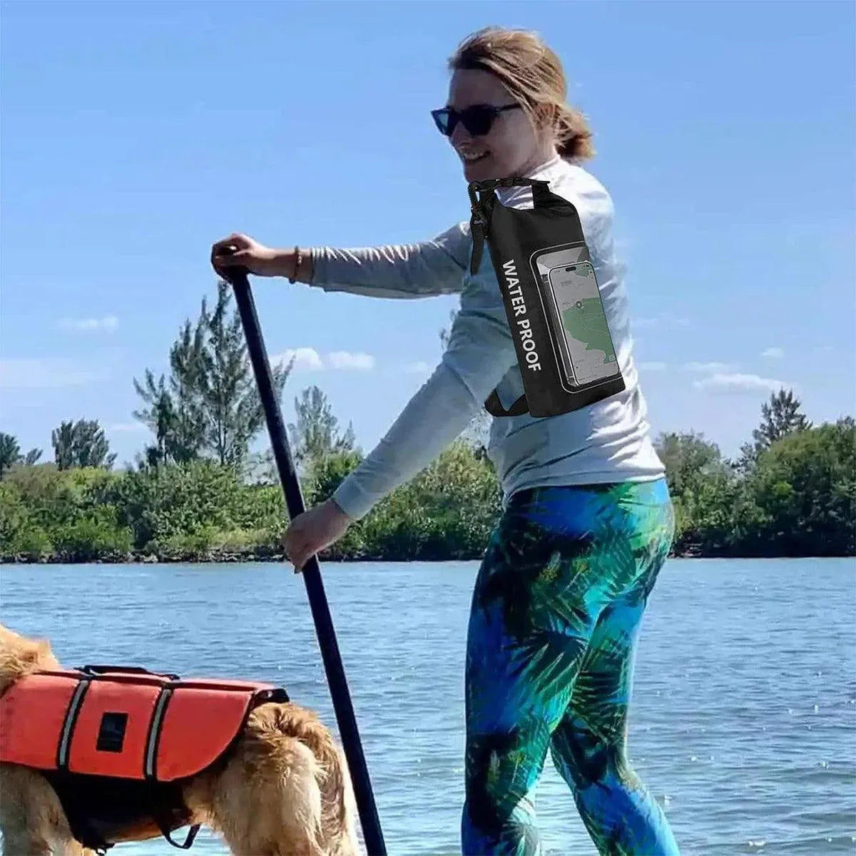 Outdoor Crossbody Bag Two-in-One Mobile Phone Waterproof Bag PVC Swimming - Blue