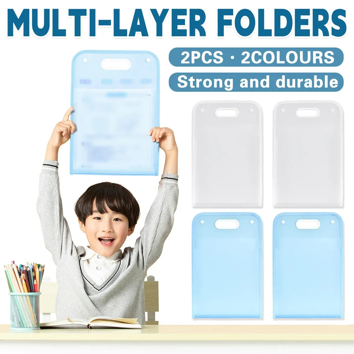 2pc 13-Pocket A4 File Storage Bag Large Capacity Document Organiser