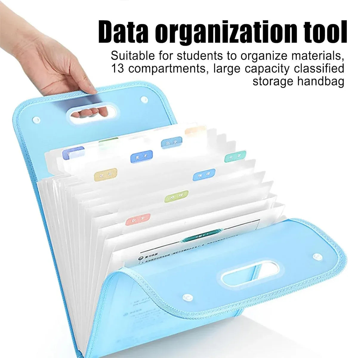 2pc 13-Pocket A4 File Storage Bag Large Capacity Document Organiser