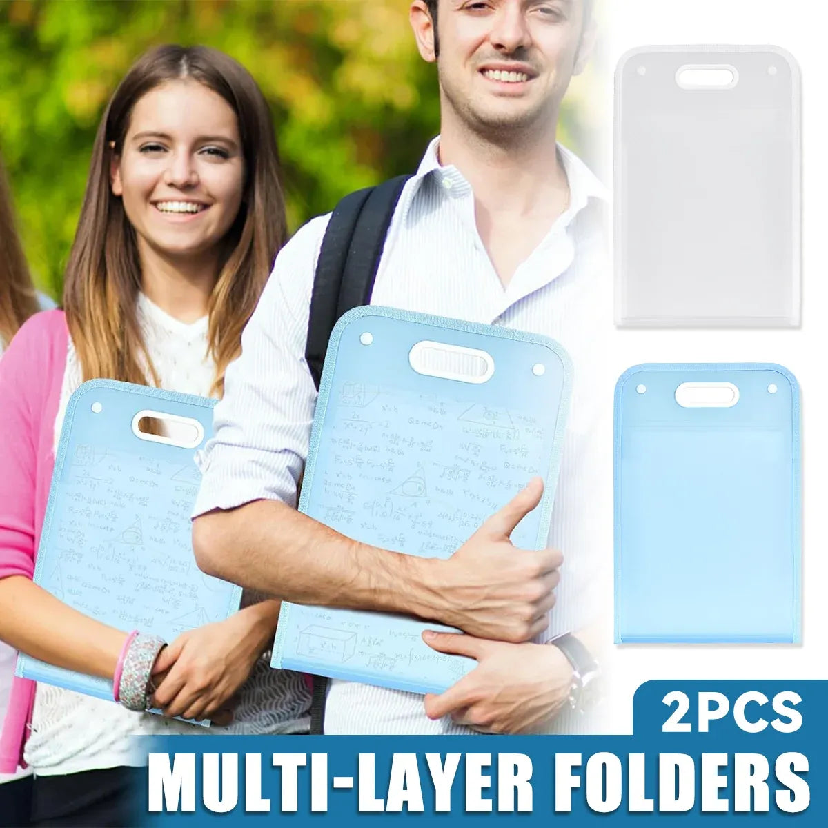 2pc 13-Pocket A4 File Storage Bag Large Capacity Document Organiser