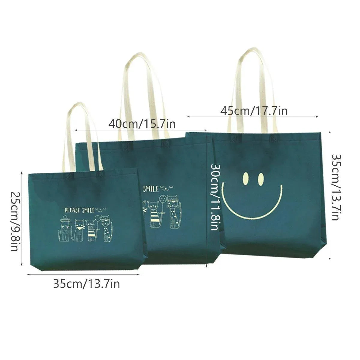 25PCS Fashionable Non-Woven Fabric Tote Eco Friendly Bag Reusable Shopping Bag - Smile 35*45*12cm