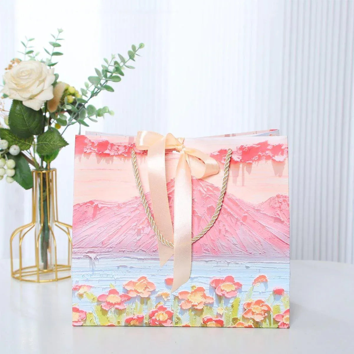 50PCS Cloud Mountain Petals Cream Wind Stereo Oil Painting Paper for Gift Wrapping - B