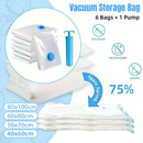 6PCS Vacuum Storage Bags Space Saving for Clothes Bedding Travel