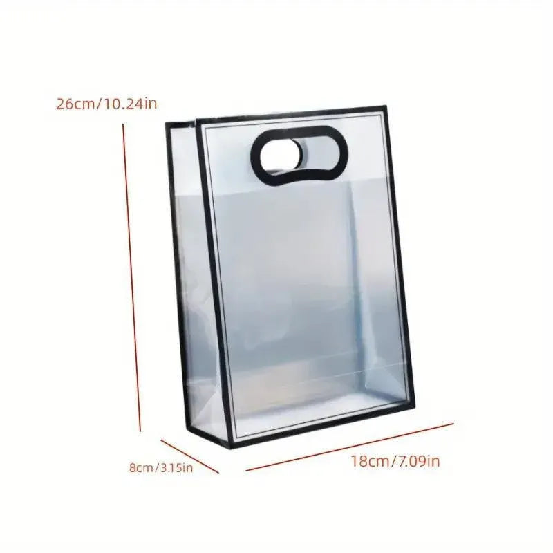 25pcs Transparent PVC Handbag for Wedding Festival Candy Gift Packaging Bag - Black-26*18*8cm