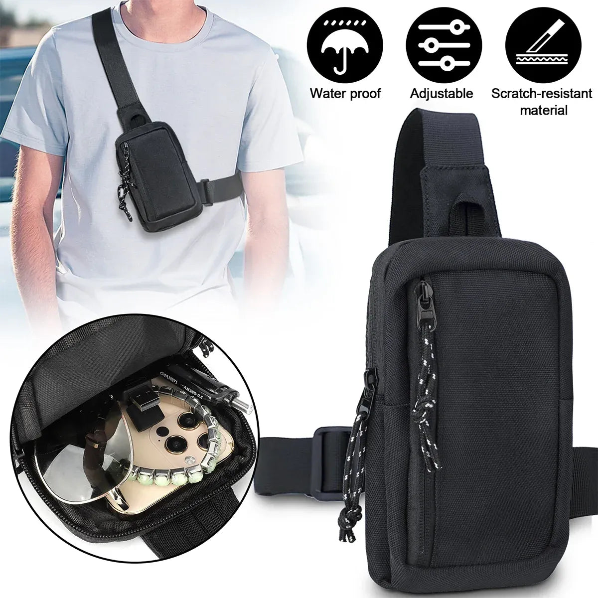 Mini Chest Bag Crossbody Bag Oxford Fabric Material Daily Casual Shopping Travel