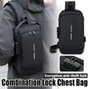 Multifunctional Combination Lock Chest Bag with USB Charging Port