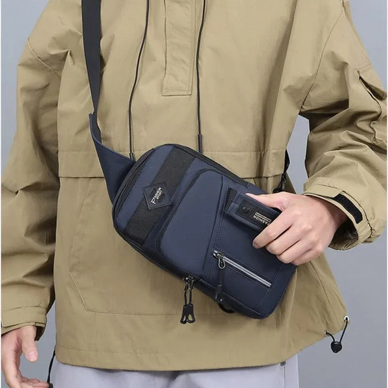 Casual Multifunctional Crossbody Bag for Men Travel Outdoor Hiking and Sports - Black
