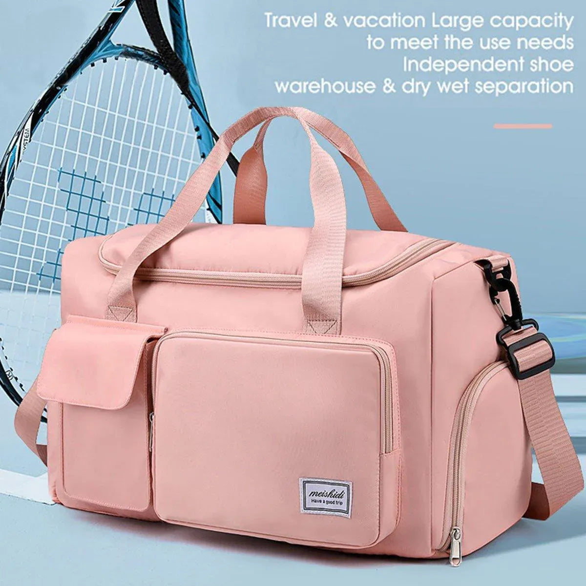 Unisex Waterproof Portable Travel Luggage Carry On Shoulder Hand Duffle Bag - Blue