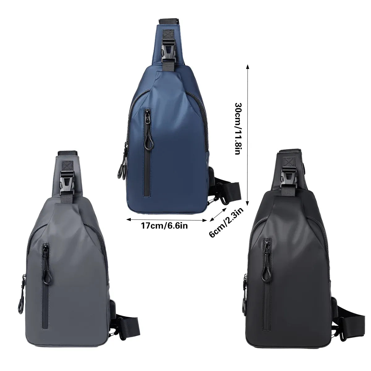 Large Capacity Chest Crossbody Bag Waterproof Durable for Travel Daily Use - Blue