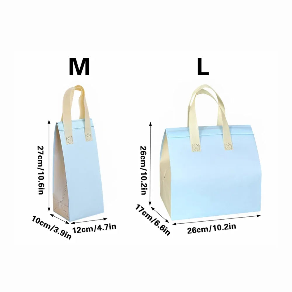 50PCS Blue Takeaway Packaging Bags with Handles and Self-Adhesive Seal - M