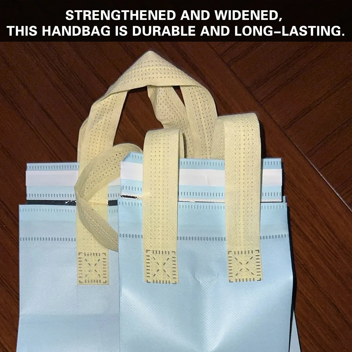 50PCS Blue Takeaway Packaging Bags with Handles and Self-Adhesive Seal - M