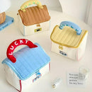 Cute Cabin Cosmetic Bag Large Capacity Portable Travel Storage Handheld Wash Bag - Brown