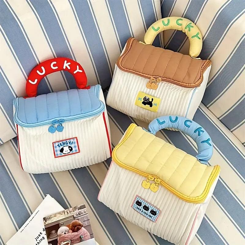 Cute Cabin Cosmetic Bag Large Capacity Portable Travel Storage Handheld Wash Bag - Brown