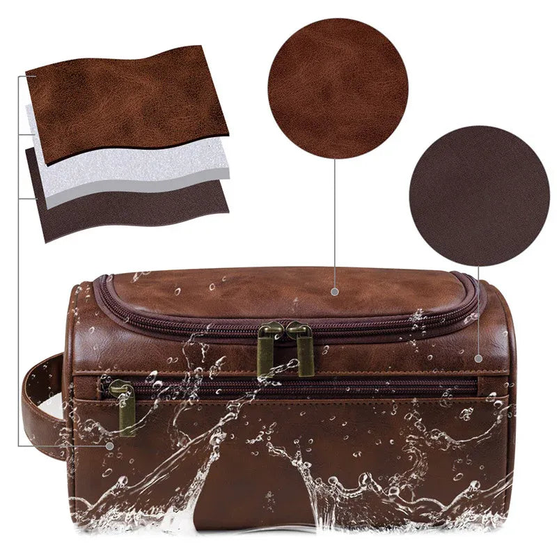Large Capacity Waterproof Travel Toiletry Bag Cosmetic Organizer Multifunctional - Brown