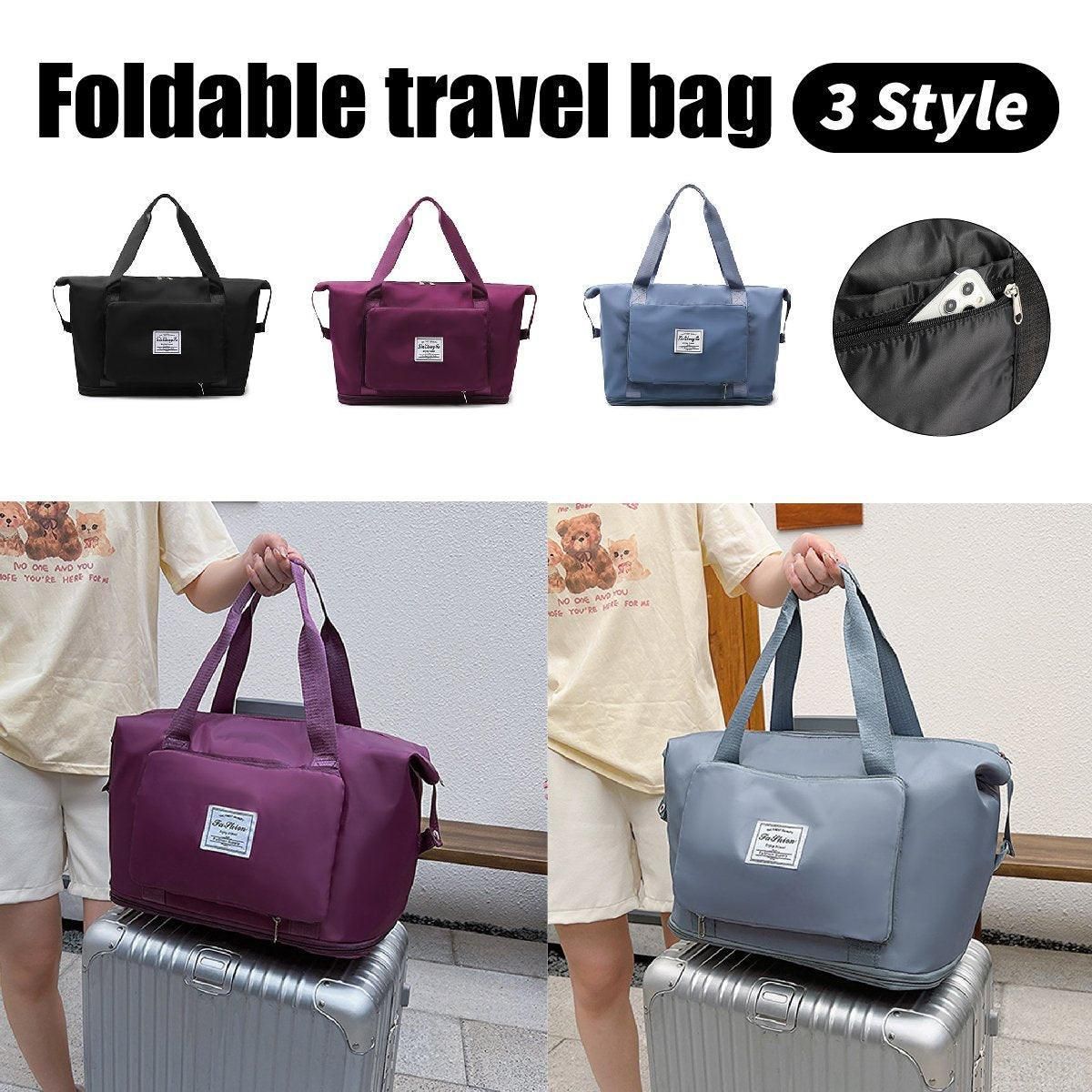 Large Capacity Travel Bag Foldable Luggage Tote Lightweight Storage Duffel Bag - Blue