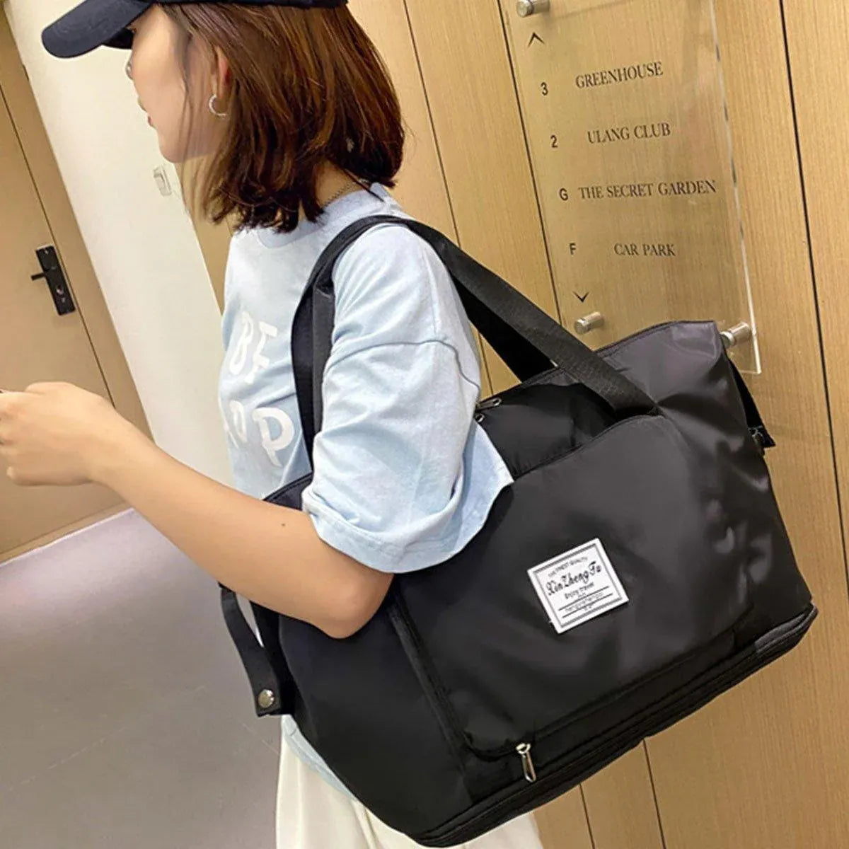 Large Capacity Travel Bag Foldable Luggage Tote Lightweight Storage Duffel Bag - Blue