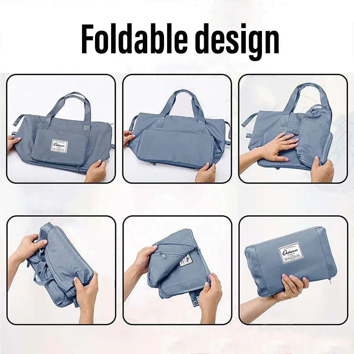 Large Capacity Travel Bag Foldable Luggage Tote Lightweight Storage Duffel Bag - Blue