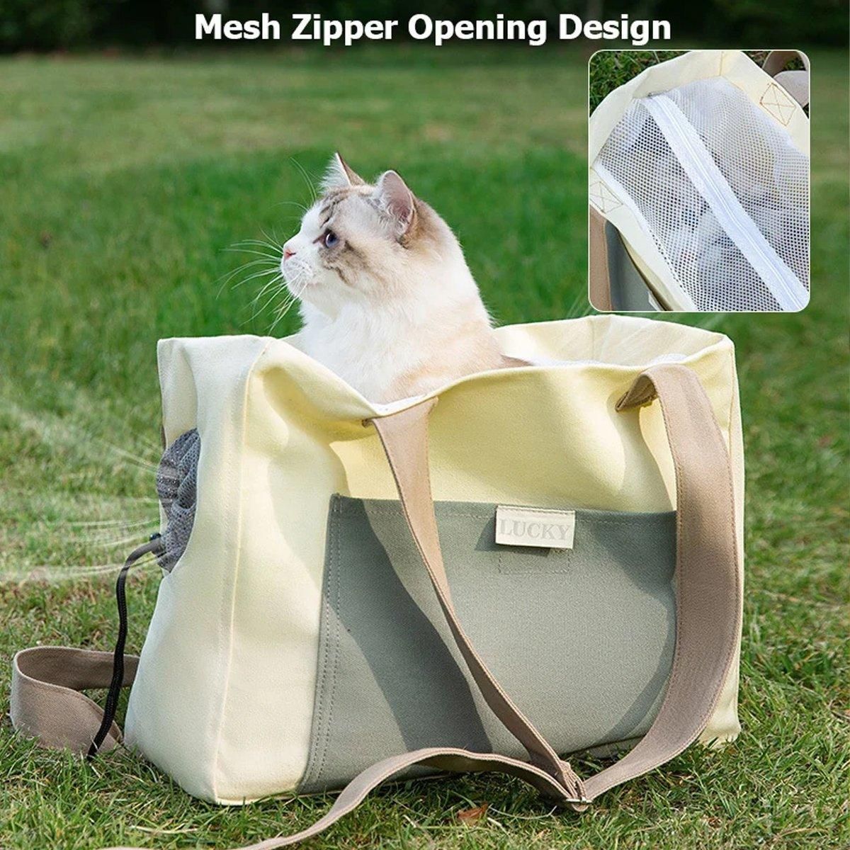 Portable Breathable Adjustable Crossbody Pet Carrier Bag Large Capacity for Pet - Green