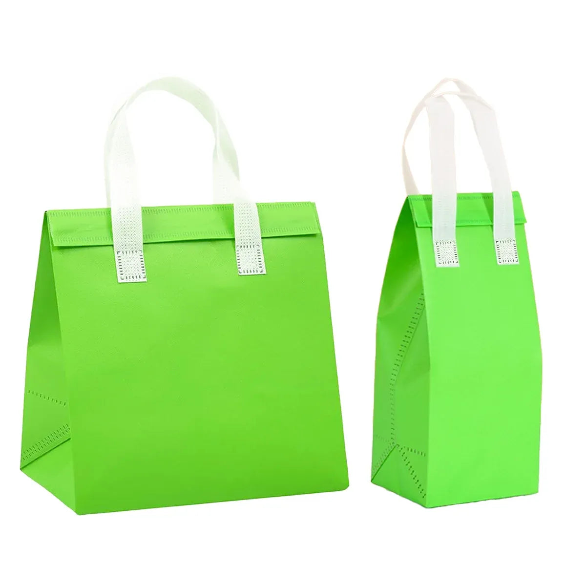 50PCS Green Takeaway Packaging Bags with Handles and Self-Adhesive Seal - L