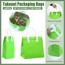 50PCS Green Takeaway Packaging Bags with Handles and Self-Adhesive Seal - M