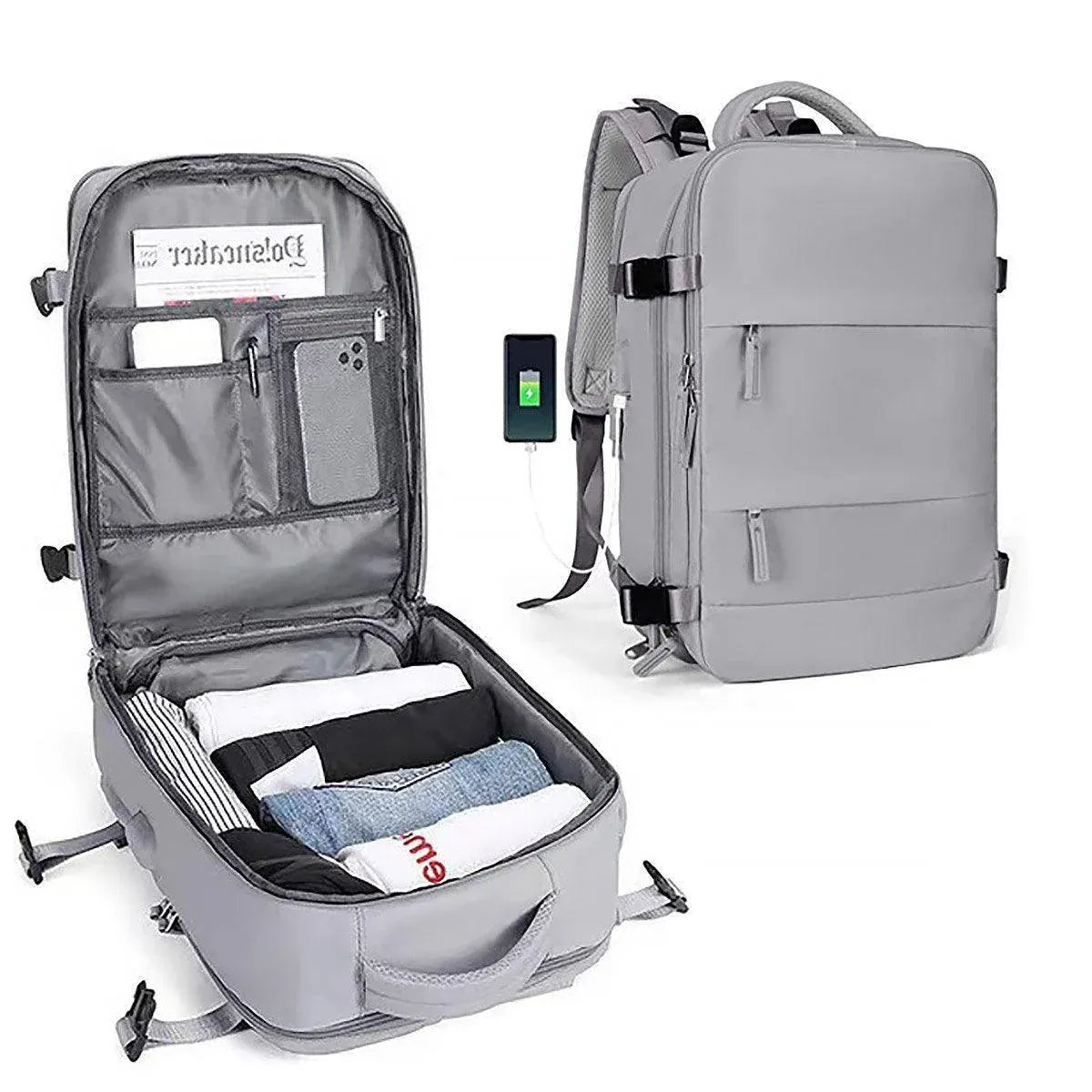 Waterproof Travel Backpack Outdoor Sports Shoulder Bag Hiking Camping Daypack - Grey