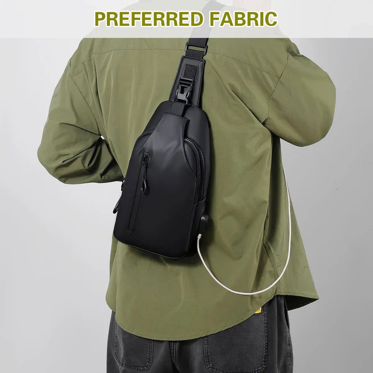 Large Capacity Chest Crossbody Bag Waterproof Durable for Travel Daily Use - Grey