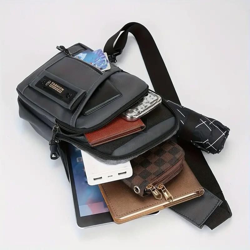 Casual Multifunctional Crossbody Bag for Men Travel Outdoor Hiking and Sports - Grey