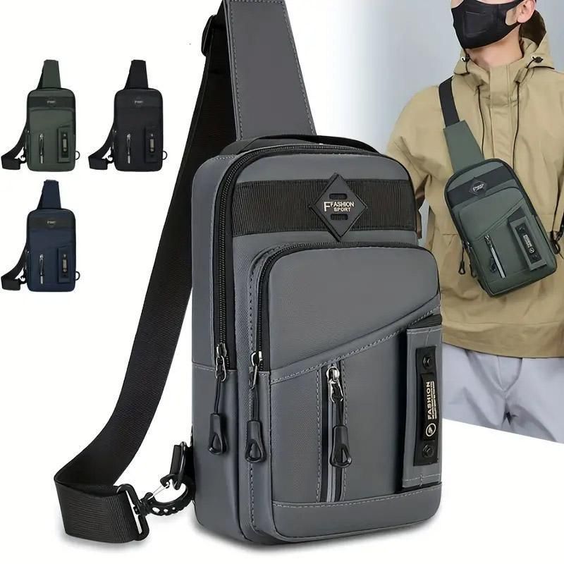 Casual Multifunctional Crossbody Bag for Men Travel Outdoor Hiking and Sports - Grey