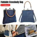 Small Handbag Women Tote Bag Cowboy Splicing Crossbody Shoulder Satchel Bag - Light Blue