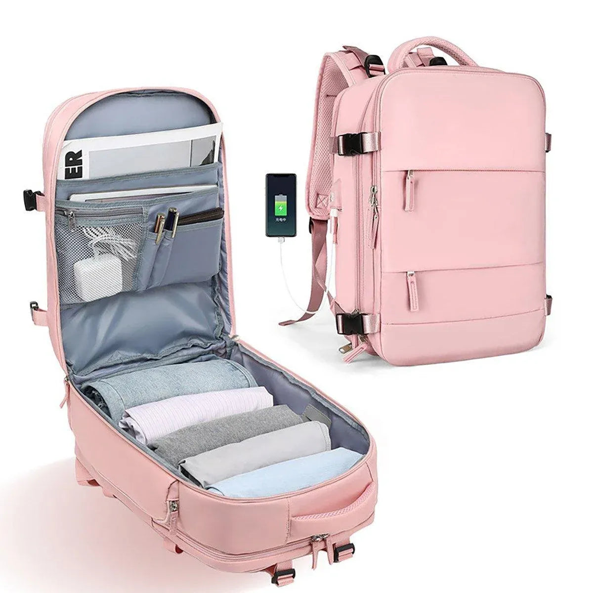 Waterproof Travel Backpack Outdoor Sports Shoulder Bag Hiking Camping Daypack - Pink