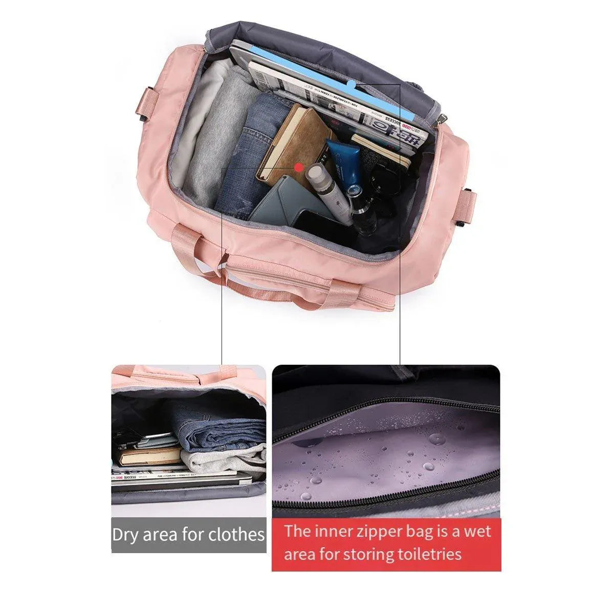 Unisex Waterproof Portable Travel Luggage Carry On Shoulder Hand Duffle Bag - Purple
