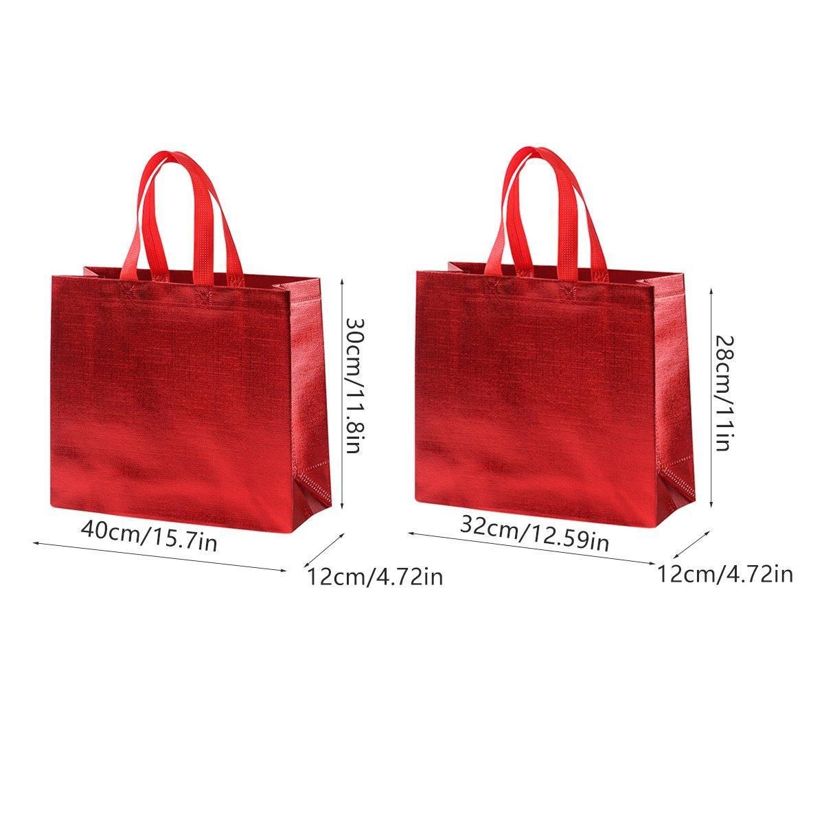 25PCS Embossed Non-Woven Tote Bag Fashion Shopping Gift Packaging Bag - Red-40*30*12cm