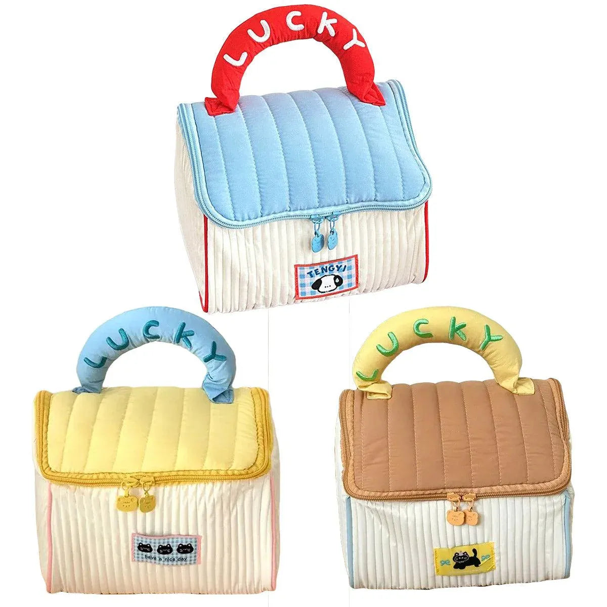 Cute Cabin Cosmetic Bag Large Capacity Portable Travel Storage Handheld Wash Bag - Yellow