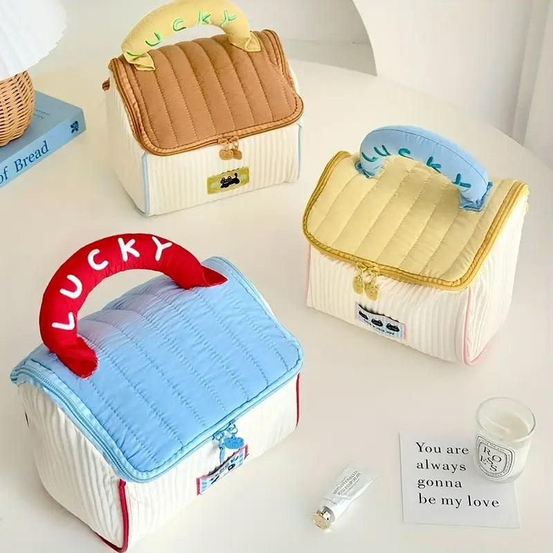Cute Cabin Cosmetic Bag Large Capacity Portable Travel Storage Handheld Wash Bag - Yellow