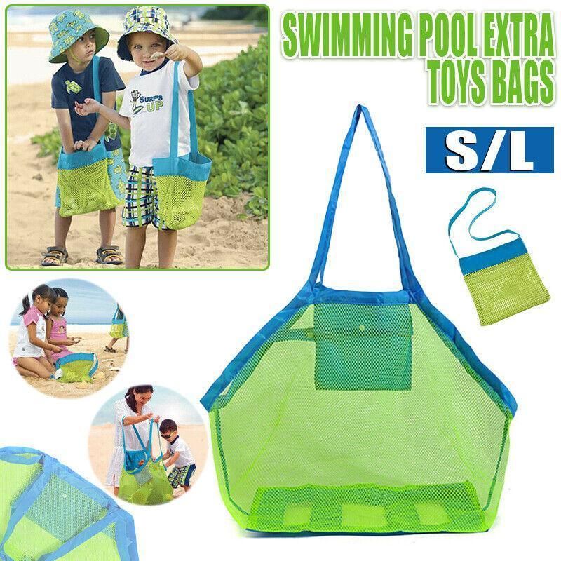 Mesh Beach Toy Bag Sand Away Tote for Swimming Pool Storage S or L Size - L