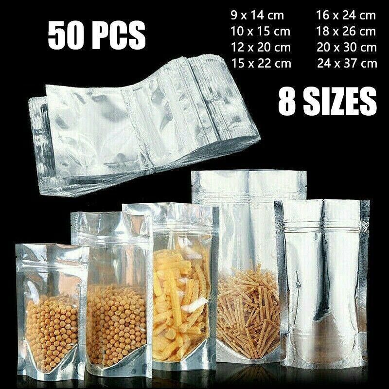 Clear Aluminum Foil Mylar Stand Up Retail Bags Zip Lock Pouches Pouch Packaging - 16*24+4CM-50PCS