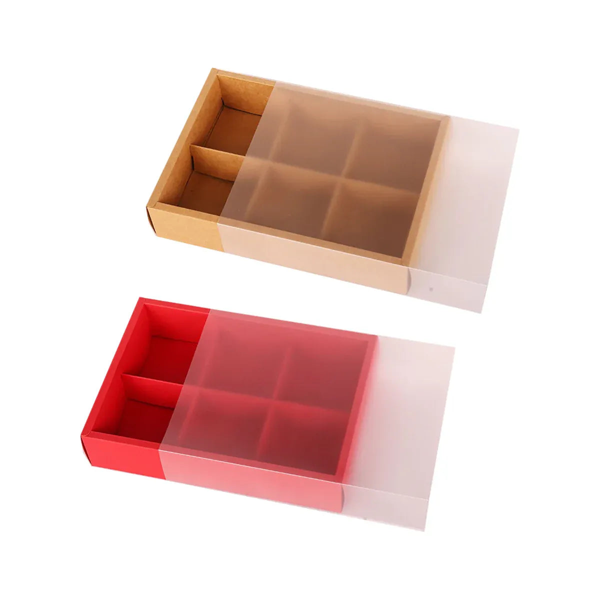 Kraft Paper Mooncake Gift Box 6 Compartment 50pcs Bakery Pastry Packaging Box - Kraft