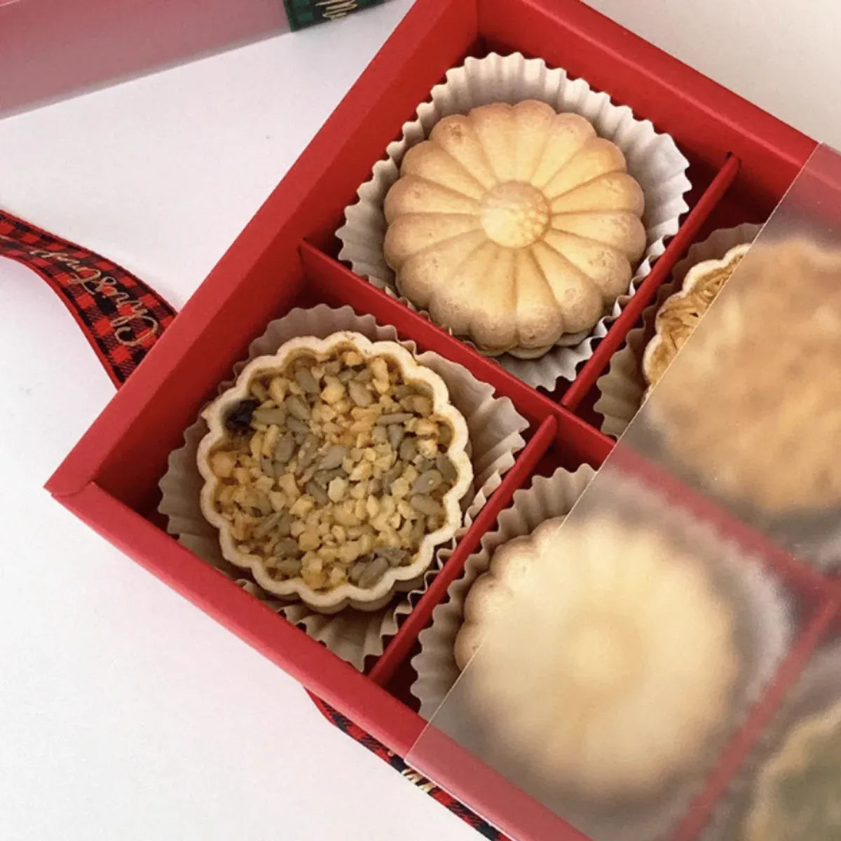 Kraft Paper Mooncake Gift Box 6 Compartment 50pcs Bakery Pastry Packaging Box - Kraft