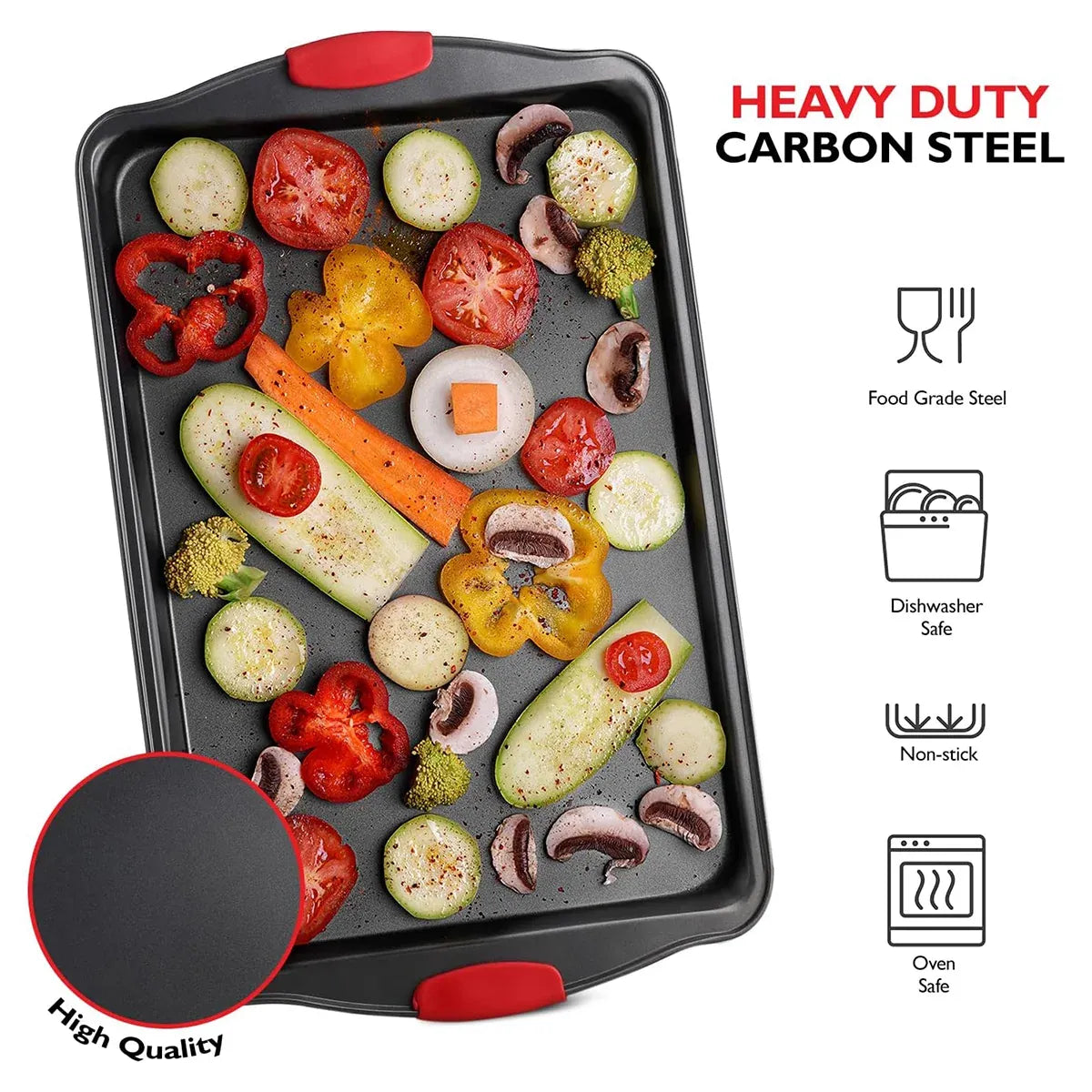 3PCS High Temp Non Stick Home Baking Tray Oven Safe Durable for Cakes Breads